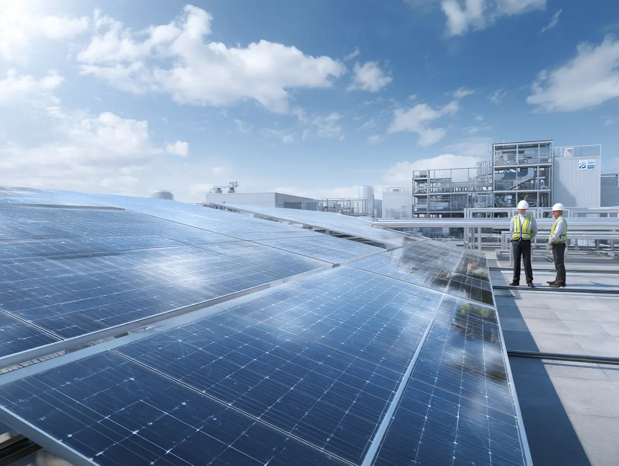 panneaux photovoltaiques sur un toit d'entreprise
