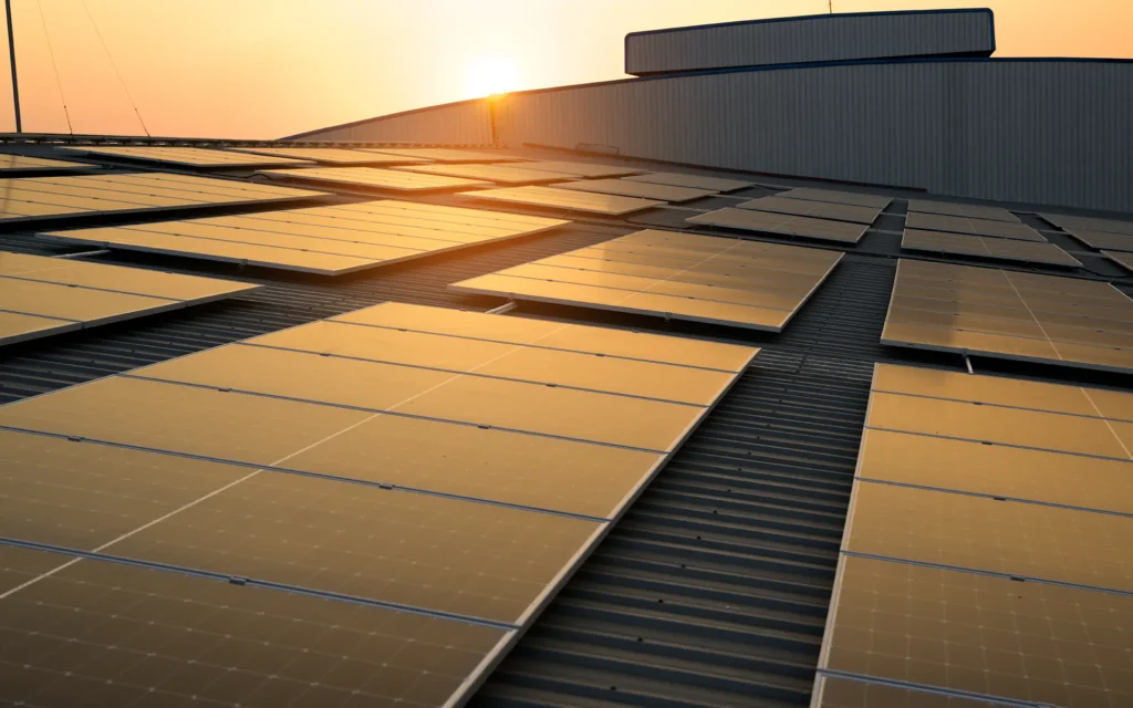 usine avec des panneuax solaires